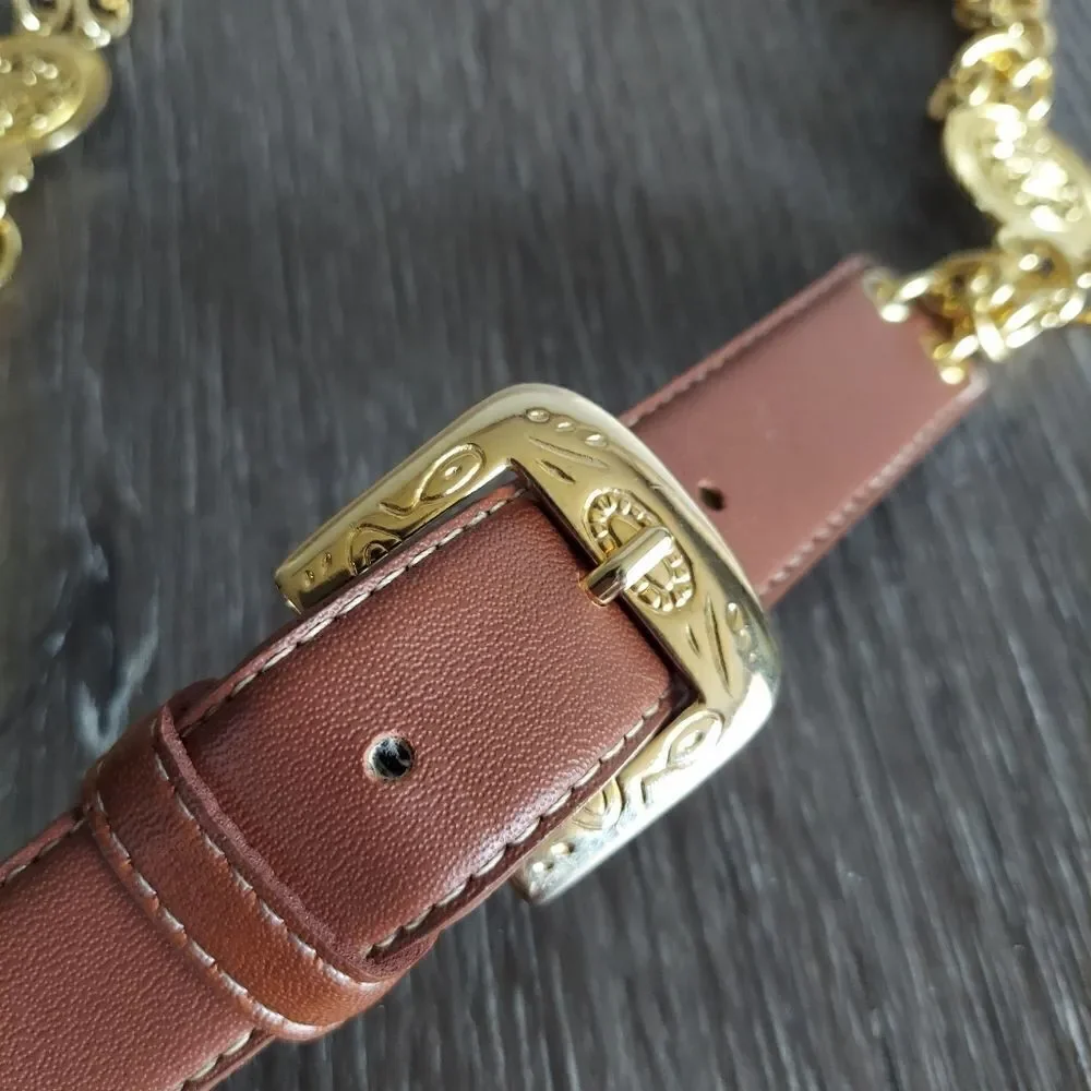 Vintage Brown Gold Tone Chain Belt 39.5